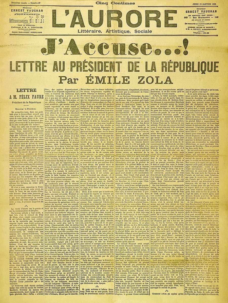 Foto på Émile Zolas artikel